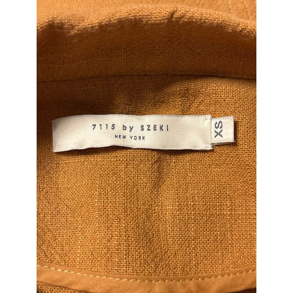 7115 by Szeki Linen Cotton Overshirt Jacket Mustard XS Minimalist - Picture 3 of 4